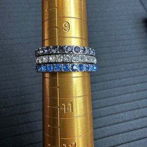 Elegant Blue and Silver Stacked Ring Set